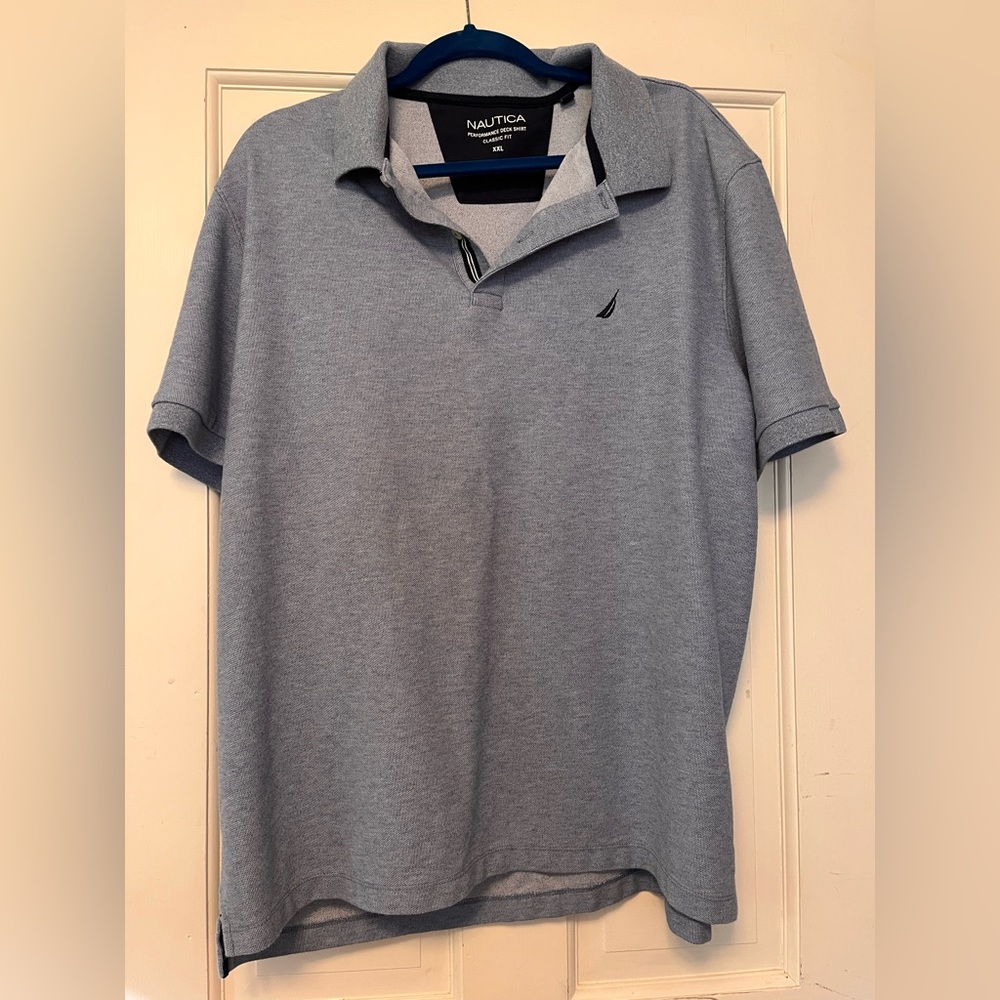 Nautica Men's Polo Shirt in slate blue.